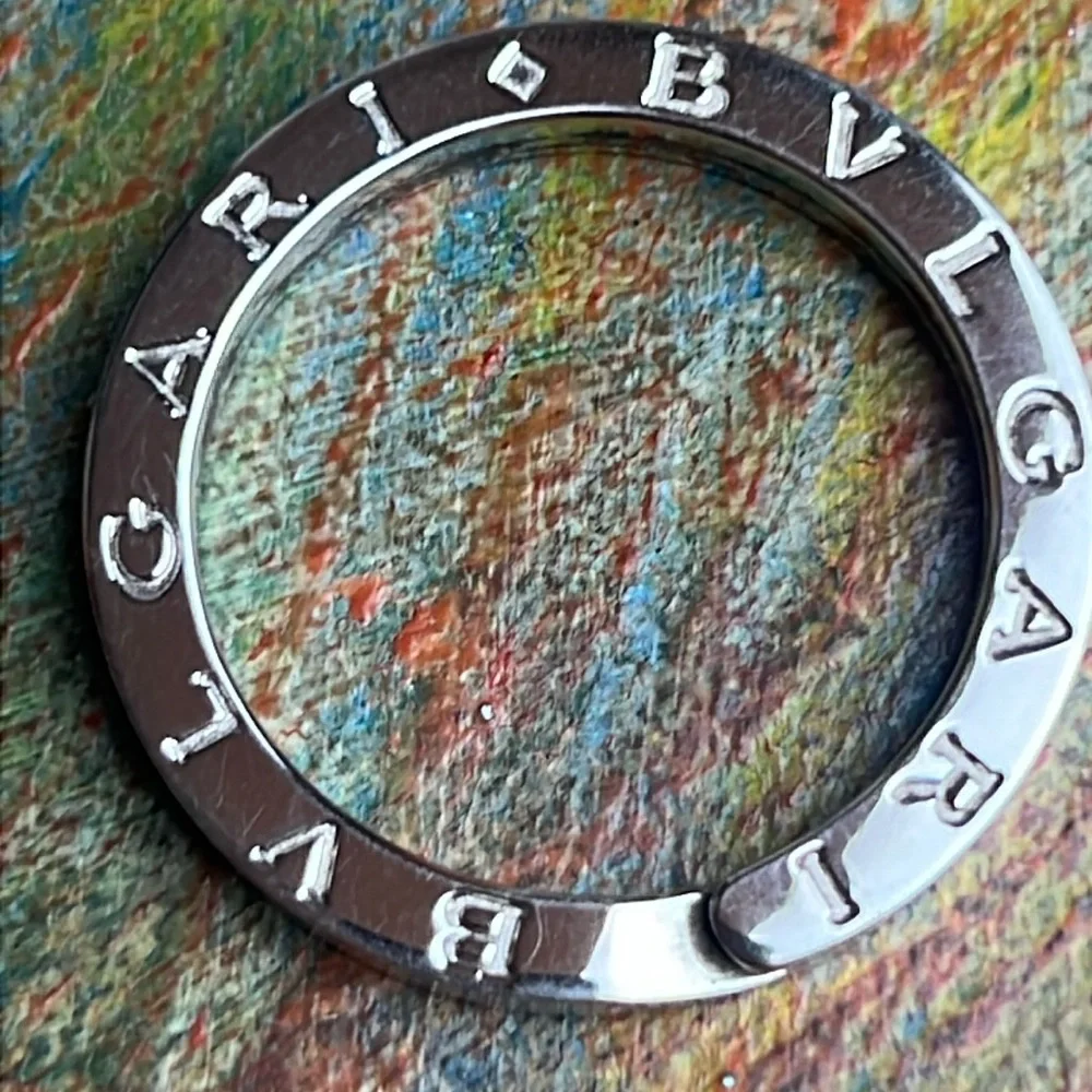 BVLGARI BVLGARI KEYRING silver 925 unisex minimalist logo Auth.